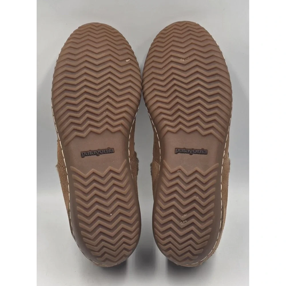 Patagonia Brown Suede Moc Toe Boat Shoes Wool Lined‎ Moccasin Mens Size 8